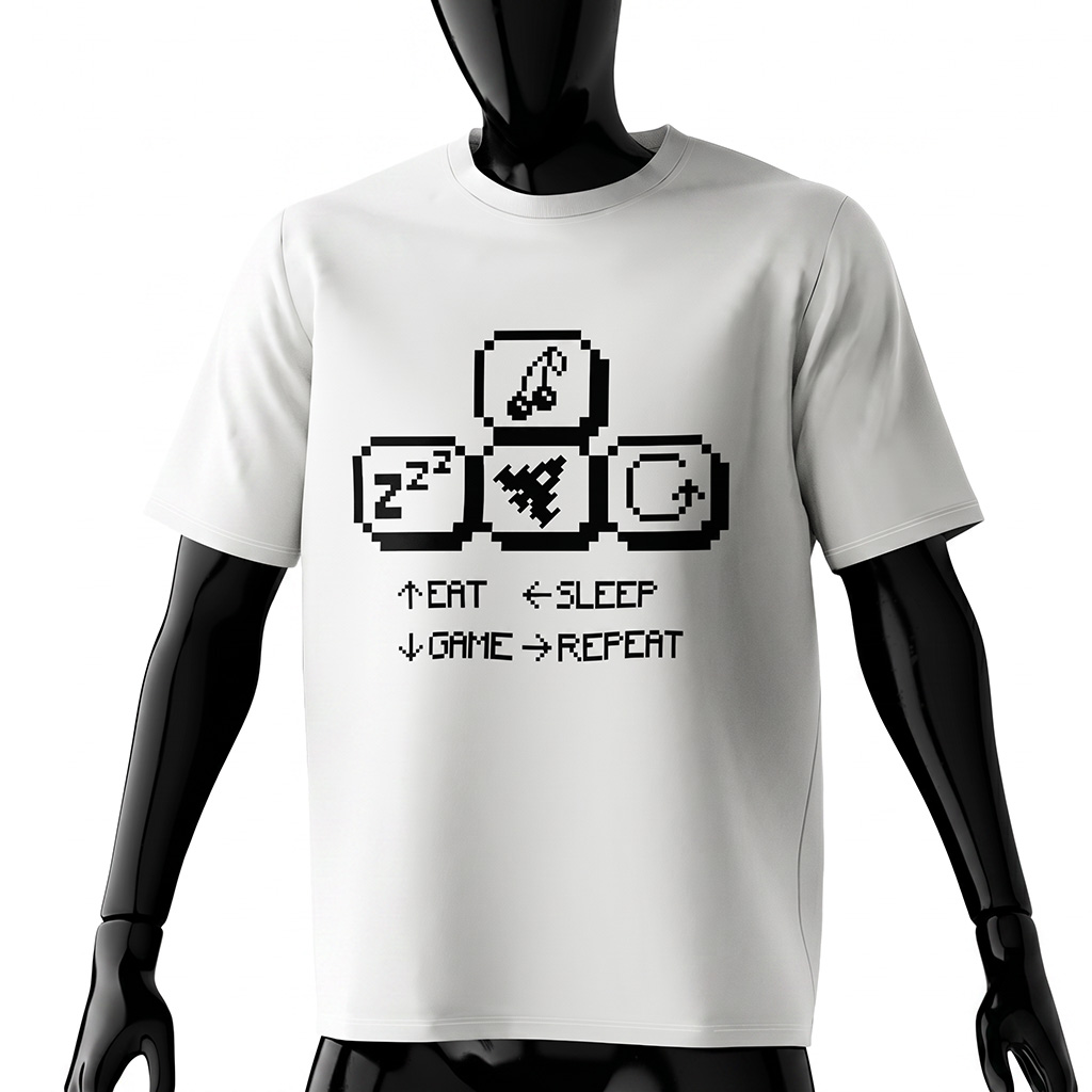 eat-sleep-game-shirt-keyboard-text-with-icons-retro-pixel-arcade-white