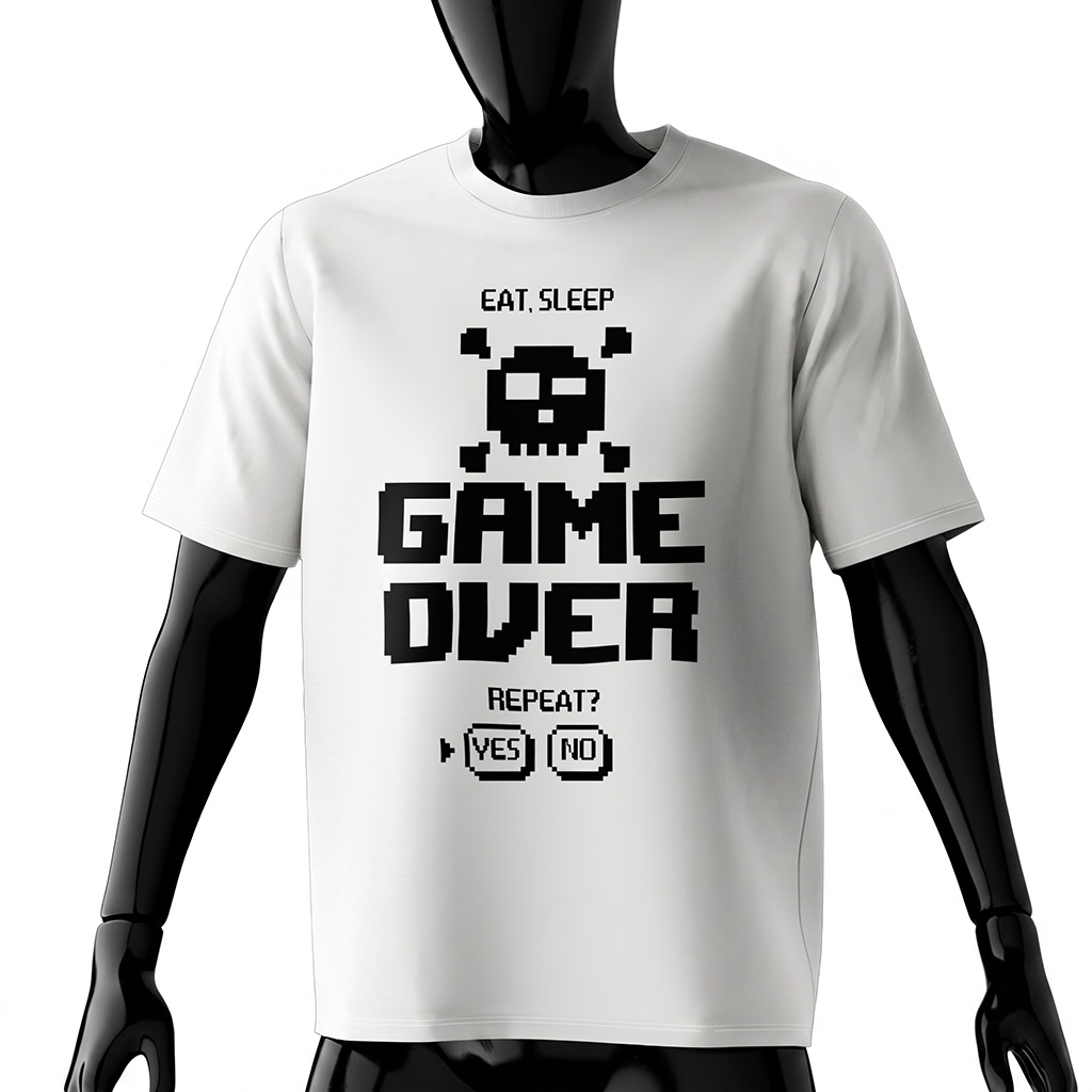 funny-eat-sleep-game-over-shirt-pixel-retro-skull-white