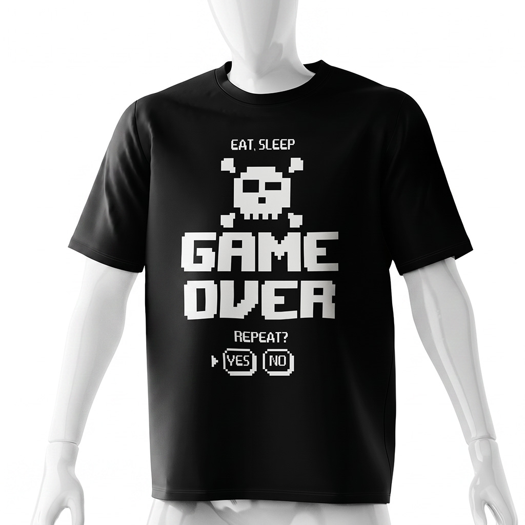gamer-shirt-pixel-retro-skull-black