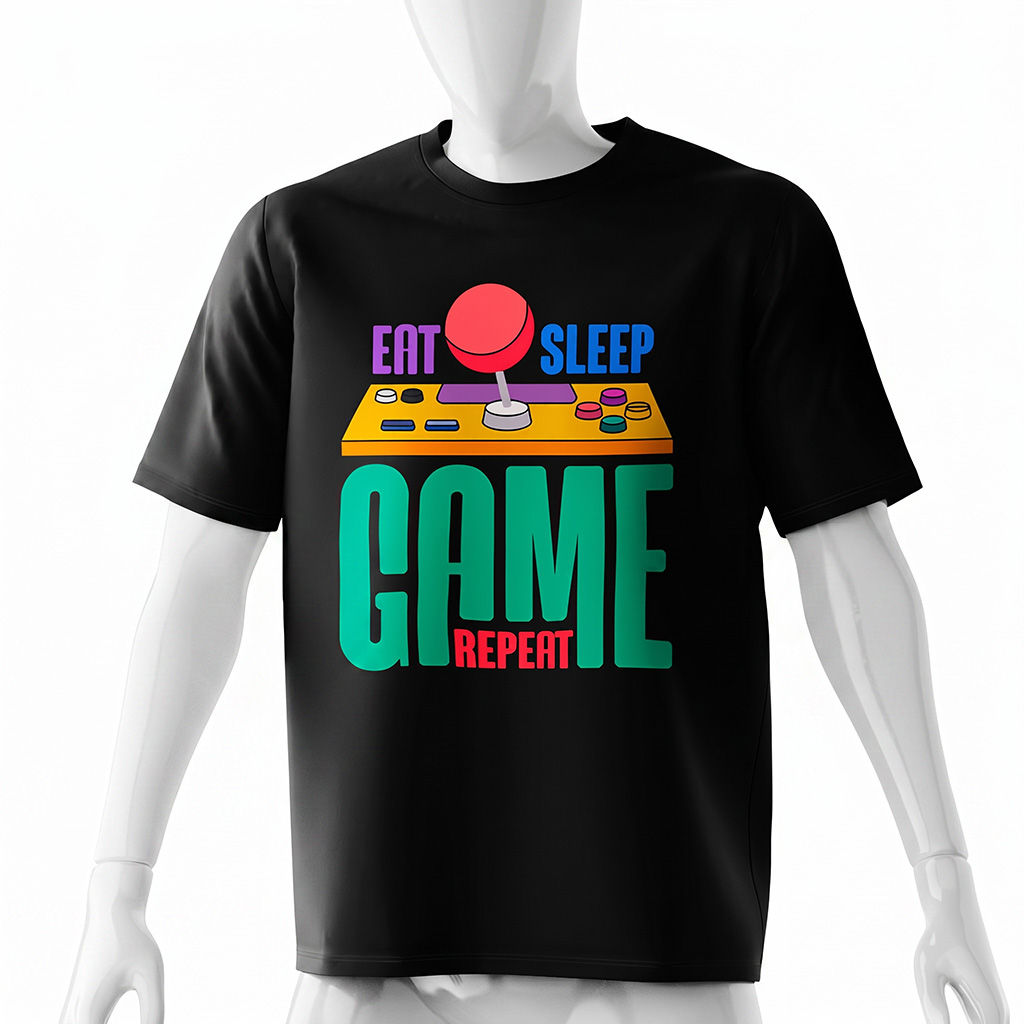 gamer-shirt-retro-arcade-controler-vintage-black