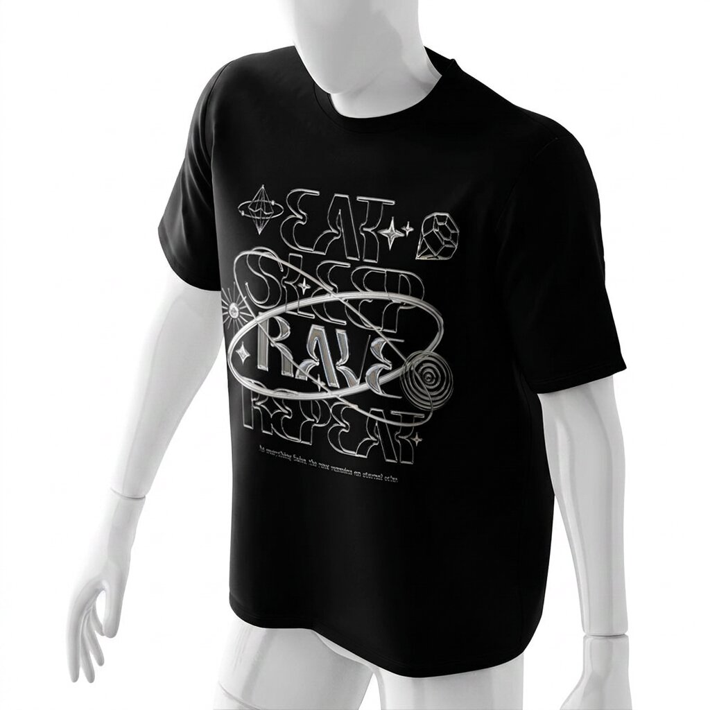 rave-tee-shirts-futuristic-chrome-texture-black