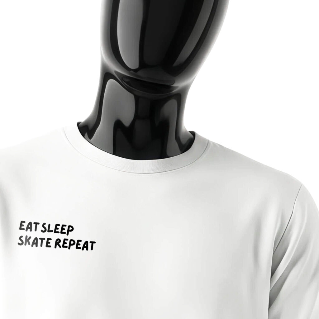 eat-sleep-skate-repeat-shirt-front-detail-white-shirt-skateboarding-is-art