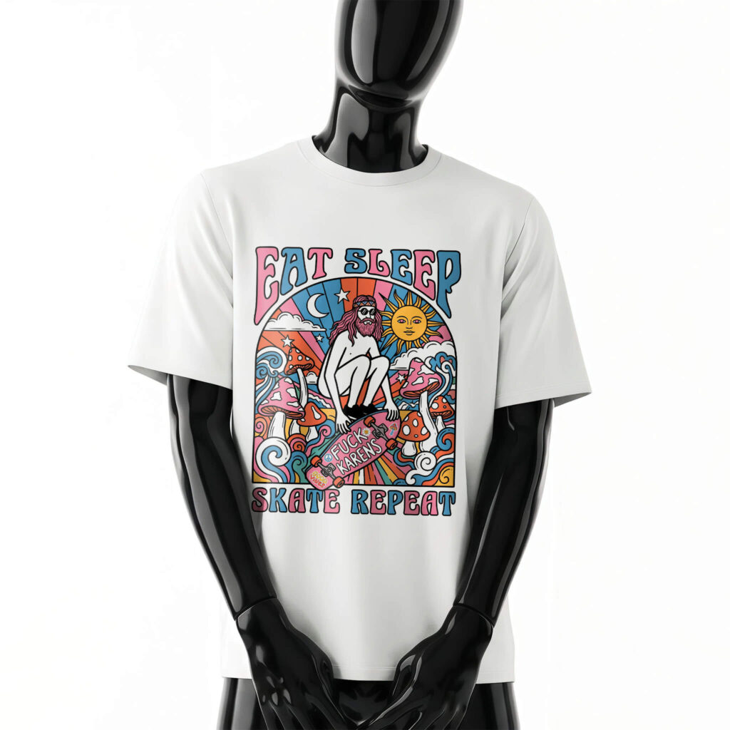 eat-sleep-skate-repeat-shirt-front-white-tee-design-men-fuck-karen-hippy-skateboarding