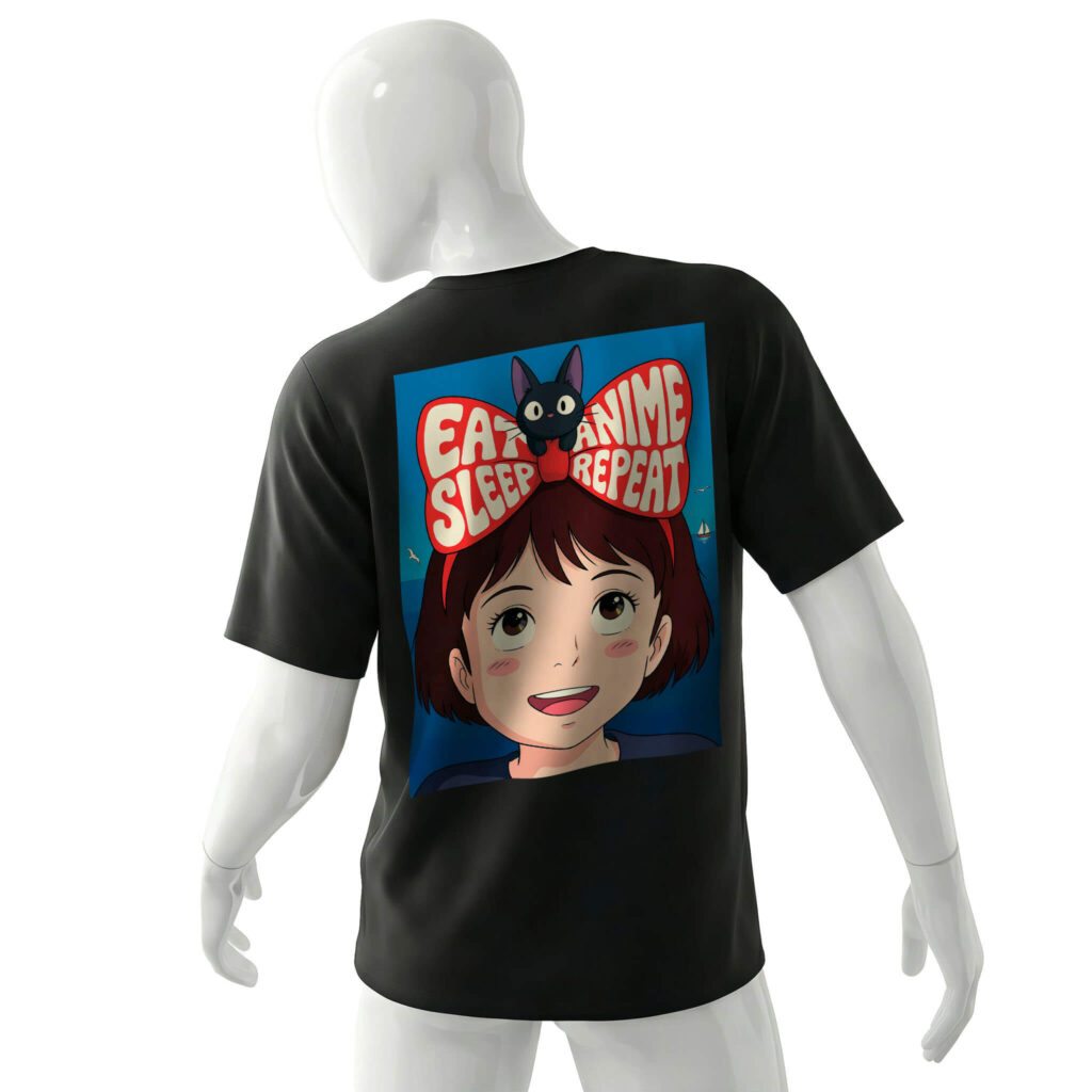 tee-eat-sleep-anime-repeat-black-back-man-Kiki's-Delivery-Service-studio-ghibli