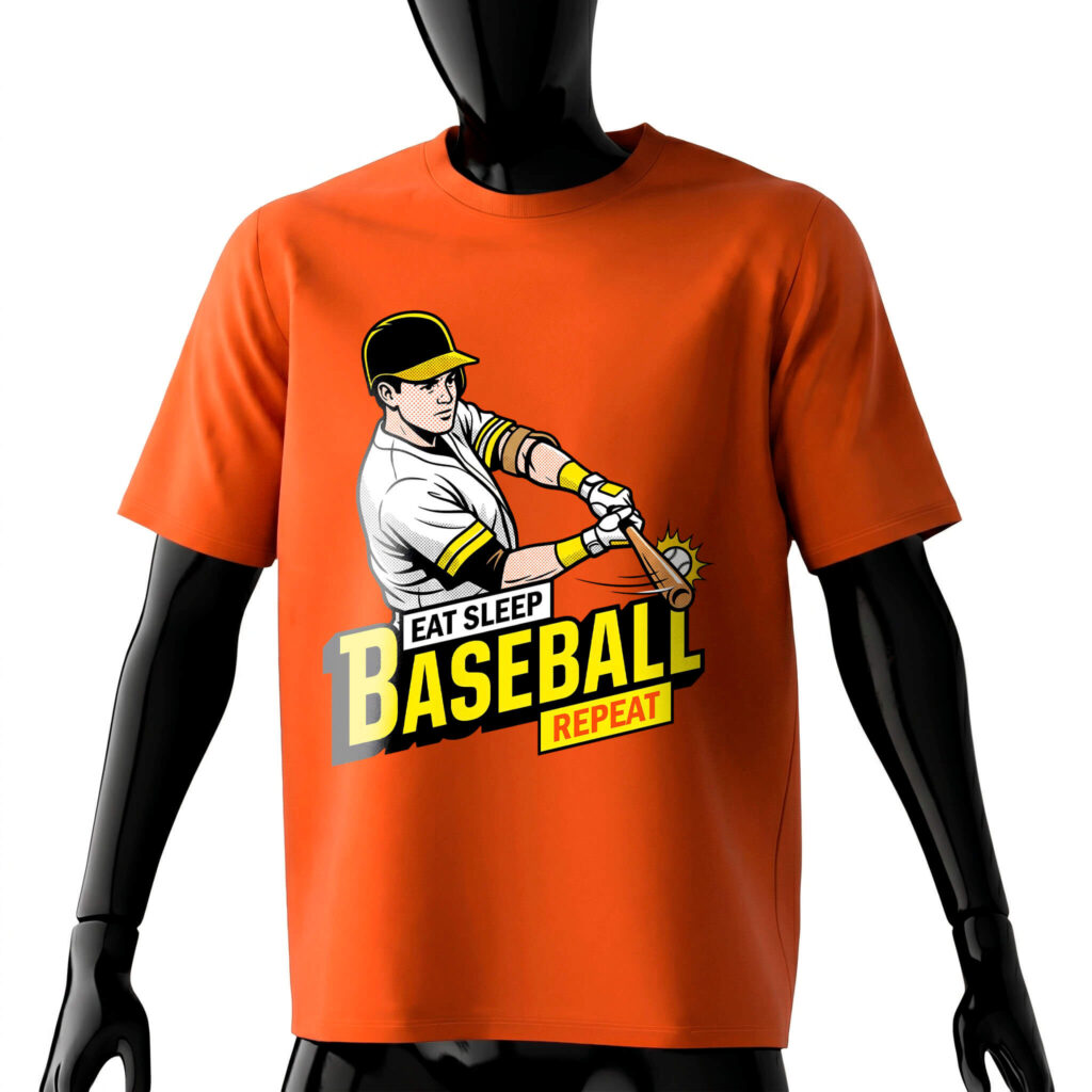 eat-sleep-baseball-repeat-t-shirt-front-orange-model-retro-comic-style-hitter