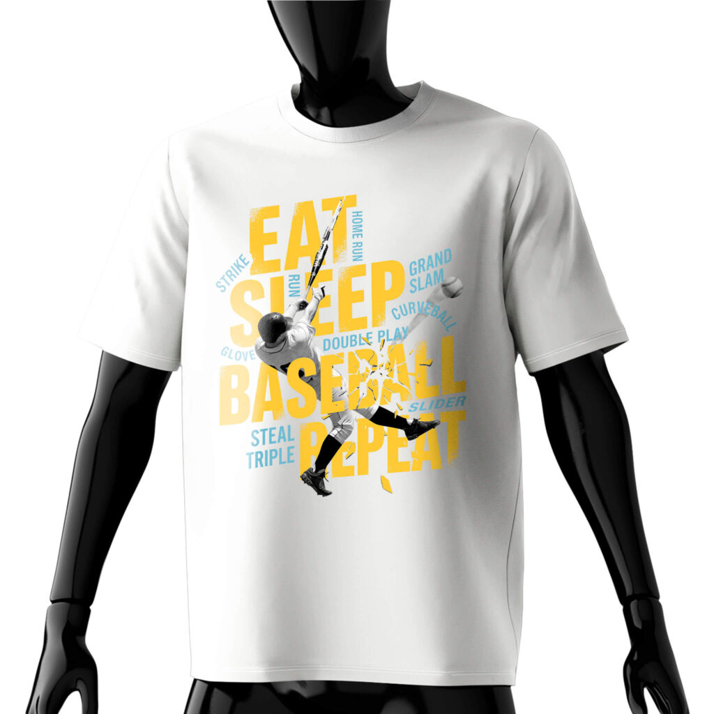 eat-sleep-baseball-repeat-t-shirt-front-white-model-dynamic-sports-typography-design